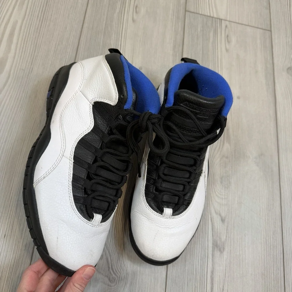 Air Jordan 10 / Mens 9.5 Retro 2018 Orlando Black White‎ Royal Lace Up 310805